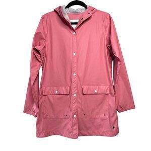 HERSCHEL SUPPLY CO. Pink Hooded Rain Coat Womens M Medium Rain Jacket Waterproof